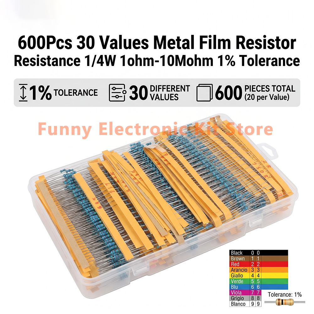 Resistor Kit 1 4W - Kit de resistencias de película metálica