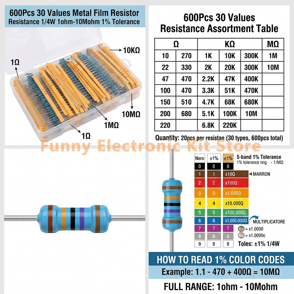Kit de resistencias de películ - Resistor Kit 1 4W reseña y precio