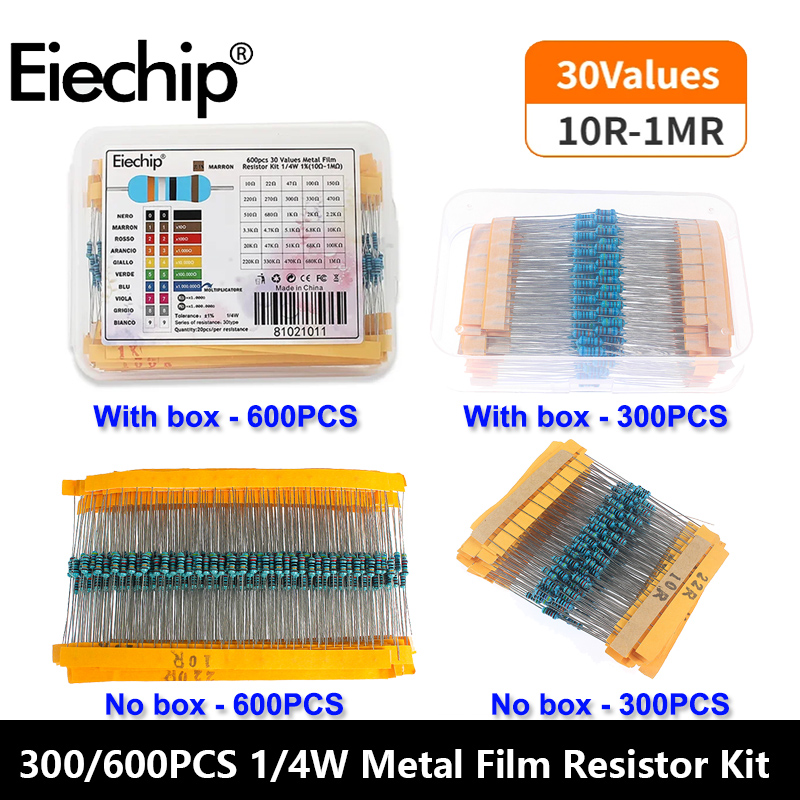 300/600 Uds 1% juego de resist - Resistor Kit 1 4W reseña y precio