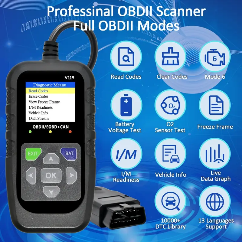 Escáner OBD2 V119, lector de c - Logic Analyzer Usb reseña y precio