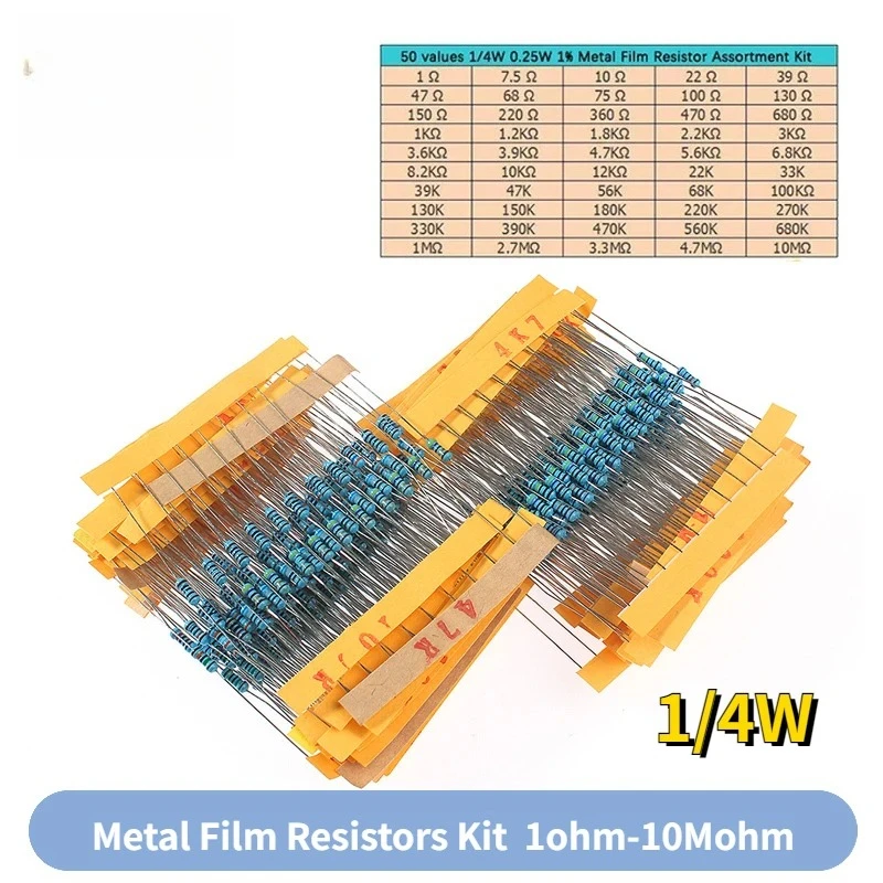 500 Uds 1% 1/4W Kit surtido de - Resistor Kit 1 4W reseña y precio