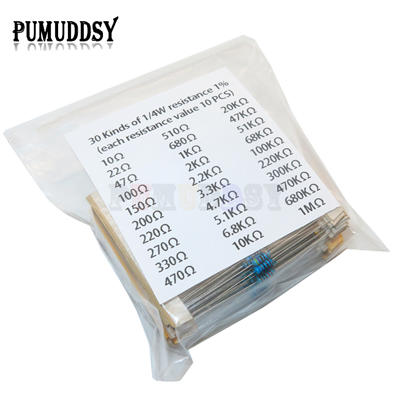 600 unids/set 30 tipos 1/4W re - Resistor Kit 1 4W reseña y precio