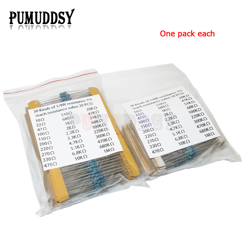 600 unids/set 30 tipos 1/4W re - Resistor Kit 1 4W reseña y precio